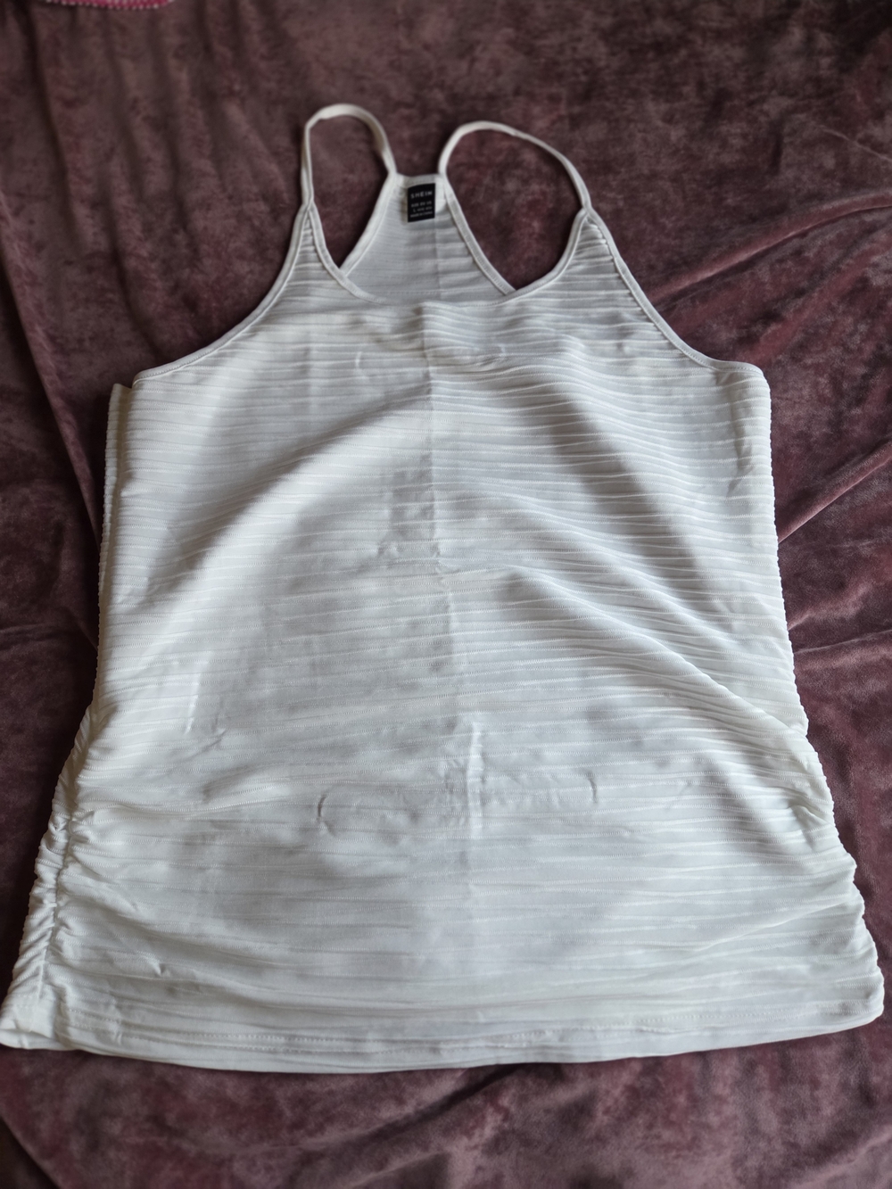 SHEIN White Ribbed Slim Racerback Tank